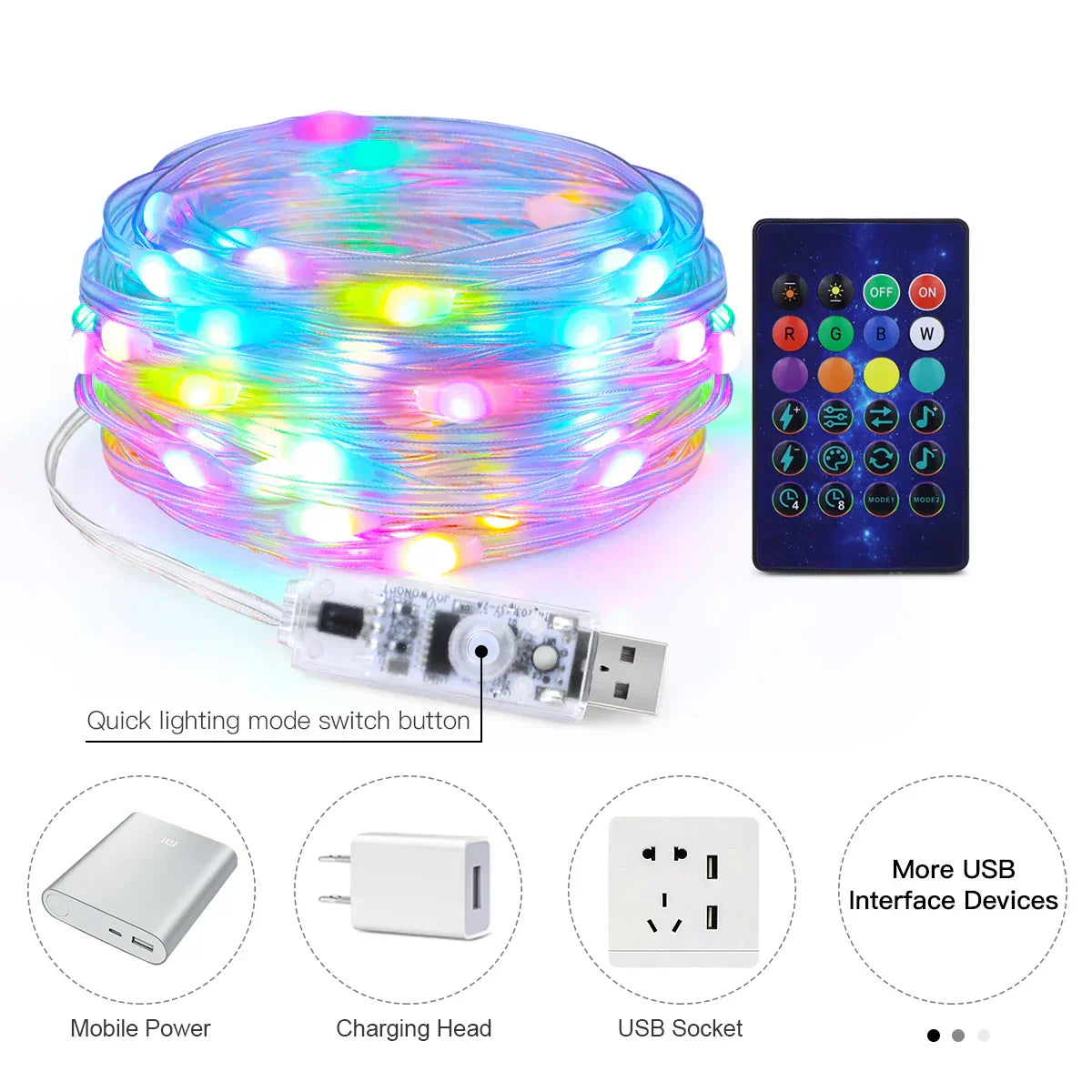 20M Dream Color USB LED Fairy Lights | Bluetooth Controlled | 200 LEDs