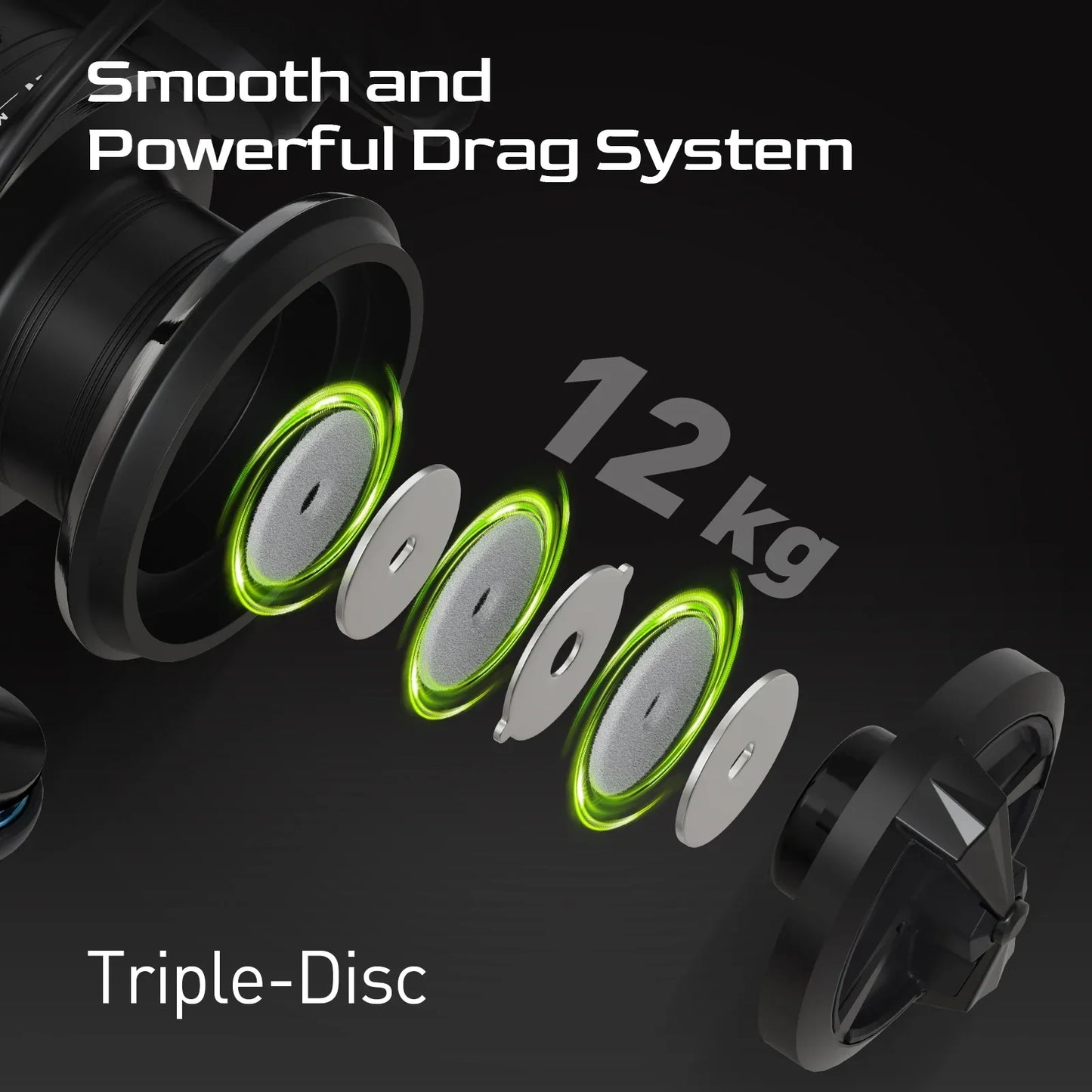 5000 Series Graphite Spinning Reel Left/Right Handed Black