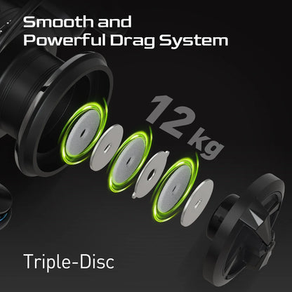 5000 Series Graphite Spinning Reel Left/Right Handed Black