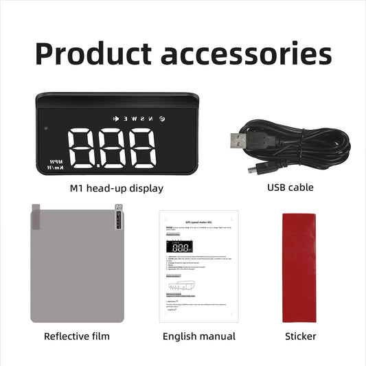 M3 Car HUD Display High Definition Windshield Projection Black