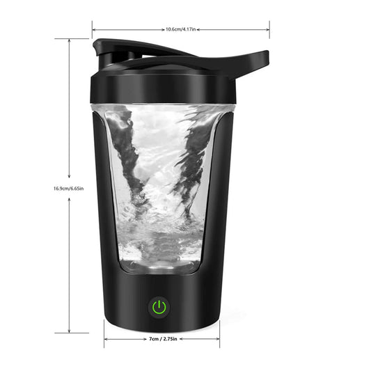 350ML Electric Protein Shaker Bottle USB Mixing Cup Black