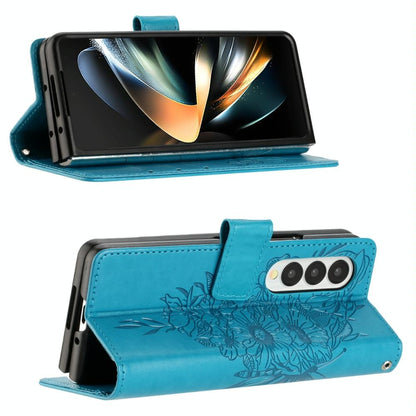 NNEDSZ Butterfly Embossed Leather Phone Case - Blue