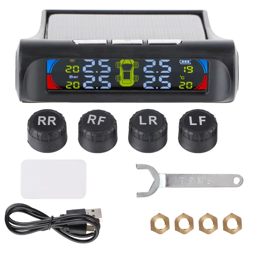 Tire Pressure Monitoring System Temperature Warning New C External Battery Version Sensors Solar TPMS Car Tyre Pressure Monitor