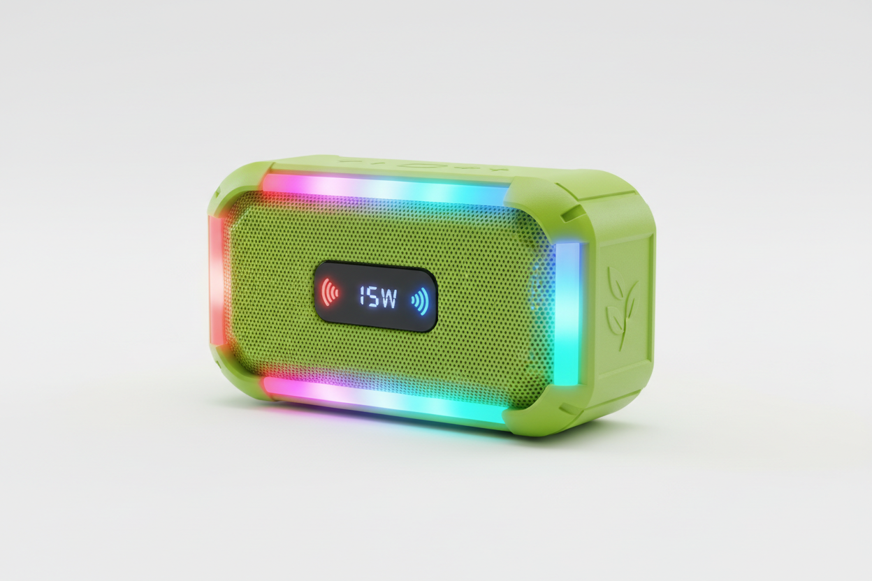 Głośnik Energy Sistem Energy Sistem | Speaker with RGB LED Lights | Yume ECO | 15 W | Waterproof | Bluetooth | Green | Portable | Wireless connection (457847) RECTANGLE SHAPE